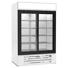 Beverage-Air MMR45HC-1-W MarketMax 52" White Double Sliding Glass Door Refrigerated Merchandiser with LED Lighting - 45 Cu. Ft.