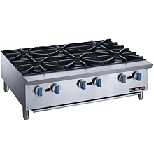 Blue Lava BLHP36 36" Six Burner Countertop Heavy-Duty Gas Hot Plate - 168,000 BTU