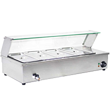 Prepline BM-01 34" Four 1/3 Size Pan Countertop Bain Marie Food Warmer - 110V