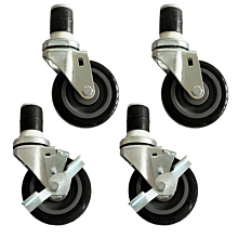 Prepline PPEC-3-SB 3″ Low Profile Stem Post Casters with Side Brake, (Set of 4)