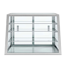 Custom Glass 36"L x 12"D x 20"H, 3 Shelves, Tapered / Slanted Front Countertop Glass Food Display Case, Dry