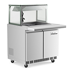 Coldline CBT36-LT 36" Refrigerated Employee Service Salad Bar with Cutting Board and Lighted Glass Sneeze Guard