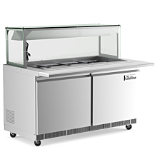 Coldline CBT60-LT 60" Refrigerated Salad Bar with Cutting Board and Lighted Sneeze Guard, Stainless Steel