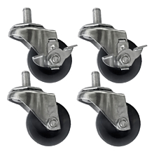 Coldline 2.5" Swivel Steam Casters, 2 with Side Brake (Set of 4)