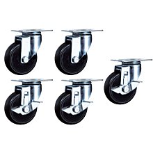Coldline CFC-3-SB 3" Swivel Plate Casters, 3 with Side Brake (Set of 5)