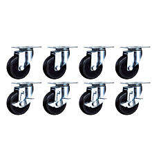 Coldline CFC-3-SB 3" Swivel Plate Casters, 2 with Side Brake (Set of 8)