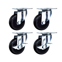 Coldline CFC-3-SB 3" Swivel Plate Casters, 2 with Side Brake (Set of 4)