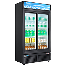 Coldline LGF-1000S 48" Double Glass Sliding Door Merchandiser Refrigerator with LED Lighting, Black