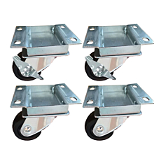Coldline PFC-2-SB 2.5" ADA Height Swivel Flat Plate Casters, 2 with Side Brake (Set of 4)