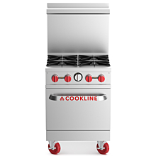 Cookline CR24-4-LP 24" Liquid Propane 4 Burner Commercial Range with Oven - 151,000 BTU