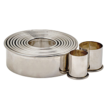 Winco CST-2 11-Piece Round Plain Stainless Steel Cookie Cutter Set