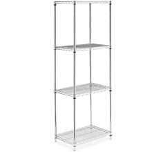 Prepline CWS-KIT-1824 18"D x 24"L Chrome Wire Shelving Kit, 4-Shelf