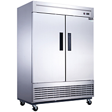 Dukers D55F 55" Two Solid Door Bottom Mount Reach-In Freezer - 40.74 Cu. Ft.