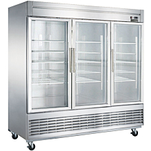 Dukers D83R-GS3 83" Three Glass Door Bottom Mount Reach-In Refrigerator - 64.8 Cu. Ft.