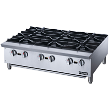 Dukers DCHPA36 36" Gas Countertop Hot Plate with 6 Burner - 168,000 BTU