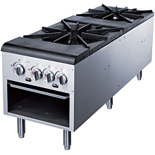 Dukers DCSP2-NG 18" Natural Gas Four Burner Double Stock Pot Range - 160,000 BTU