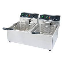 22" Dual Tank 30 lb. Electric Countertop Fryer, 120v