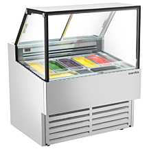Marchia GIC-7-ST 42" 7-Pan Flat Glass White Gelato Ice Cream Dipping Cabinet Display Freezer