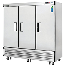 Everest EBR3 75" Three Section Solid Swing Door Bottom Mounted Upright Reach-In Refrigerator, 71 Cu. Ft.