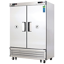 Everest EBRF2 54" Two Section Solid Swing Door Bottom Mounted Upright Reach-In Dual Temperature Refrigerator/Freezer Combo, 24 Cu. Ft.