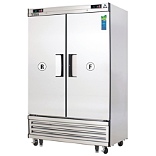 Everest EBSRF2 50" Two Section Solid Swing Door Bottom Mounted Upright Reach-In Dual Temperature Refrigerator/Freezer Combo, 22 Cu. Ft.