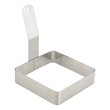Winco EGRS-44 4" Square Stainless Steel Egg Ring with Handle