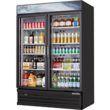 Everest EMSGR48B 53" Black Two Section Swing Glass Door Bottom Mounted Merchandisers Refrigerator, 50 Cu. Ft.