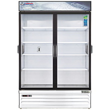 Everest EMSGR48C 53" White Two Section Swing Glass Door Bottom Mounted Merchandisers Refrigerator, 50 Cu. Ft.