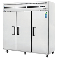 Everest ESR3 75" Three Section Solid Swing Door Top Mounted Upright Reach-In Refrigerator, 71 Cu. Ft.