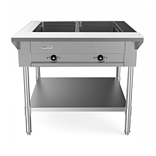 Prepline 32" Two Well Electric Hot Food Steam Table with Undershelf - 120V, 1000W