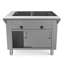 Prepline 32" Two Well Electric Hot Food Steam Table with Enclosed Base and Sliding Doors - 120V, 1000W