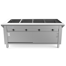 Prepline 60" Four Well Electric Hot Food Steam Table with Enclosed Base and Sliding Doors - 110V