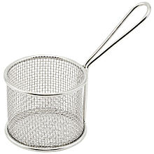 Winco FBM-32R 3-3/4" Round Stainless Steel Mini Fry Basket