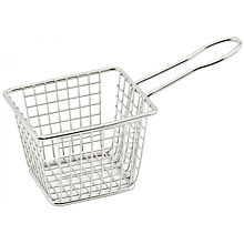 Winco FBM-433T 4" Rectangular Stainless Steel Mini Fry Basket