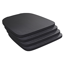 Flash Furniture 4-JJ-SEA-PL01-BK-GG Set of 4 Poly Resin Wood Seat with Rounded Edges for Colorful Metal Chairs and Stools in Black