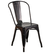 Flash Furniture CH-31230-BQ-GG Black-Antique Gold Metal Indoor-Outdoor Stackable Chair
