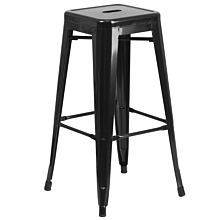 Flash Furniture CH-31320-30-BK-GG 30" High Backless Black Metal Indoor-Outdoor Barstool with Square Seat