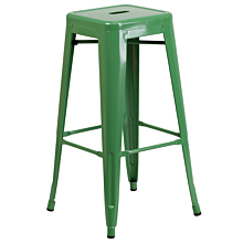Flash Furniture CH-31320-30-GN-GG 30" High Backless Green Metal Indoor-Outdoor Barstool with Square Seat