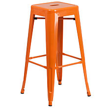 Flash Furniture CH-31320-30-OR-GG 30" High Backless Orange Metal Indoor-Outdoor Barstool with Square Seat