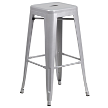 Flash Furniture CH-31320-30-SIL-GG 30" High Backless Silver Metal Indoor-Outdoor Barstool with Square Seat