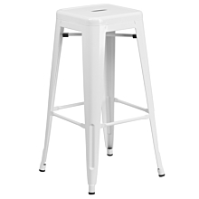 Flash Furniture CH-31320-30-WH-GG 30" High Backless White Metal Indoor-Outdoor Barstool with Square Seat