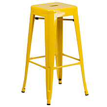 Flash Furniture CH-31320-30-YL-GG 30" High Backless Yellow Metal Indoor-Outdoor Barstool with Square Seat