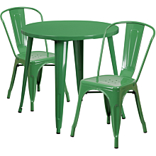 Flash Furniture CH-51090TH-2-18CAFE-GN-GG 30" Round Green Metal Indoor-Outdoor Table Set with 2 Cafe Chairs,