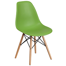 Flash Furniture FH-130-DPP-GN-GG Green Plastic Chair with Wooden Legs
