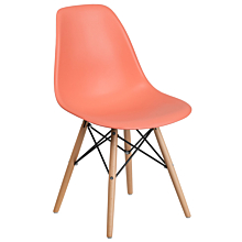 Flash Furniture FH-130-DPP-PE-GG Peach Plastic Chair with Wooden Legs