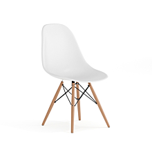 Flash Furniture FH-130-DPP-WH-GG White Plastic Chair with Wooden Legs