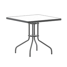  Silver Square Tempered Glass Metal Table,Flash Furniture TLH-073A-2-SV-GG 32