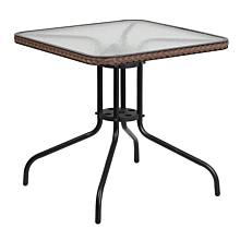  Square Tempered Glass Metal Table with Dark Brown Rattan Edging,Flash Furniture TLH-073R-DK-BN-GG 28