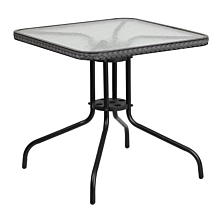  Square Tempered Glass Metal Table with Gray Rattan Edging,Flash Furniture TLH-073R-GY-GG 28
