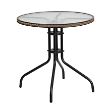  Round Tempered Glass Metal Table with Dark Brown Rattan Edging,Flash Furniture TLH-087-DK-BN-GG 28
